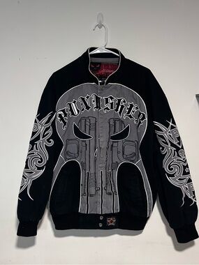 Vintage Y2K Marvel Comics JH Design Jeff Hamilton Punisher Jacket Rare Large